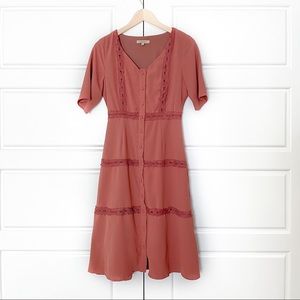 Roolee Polagram Mauve Button Down Dress